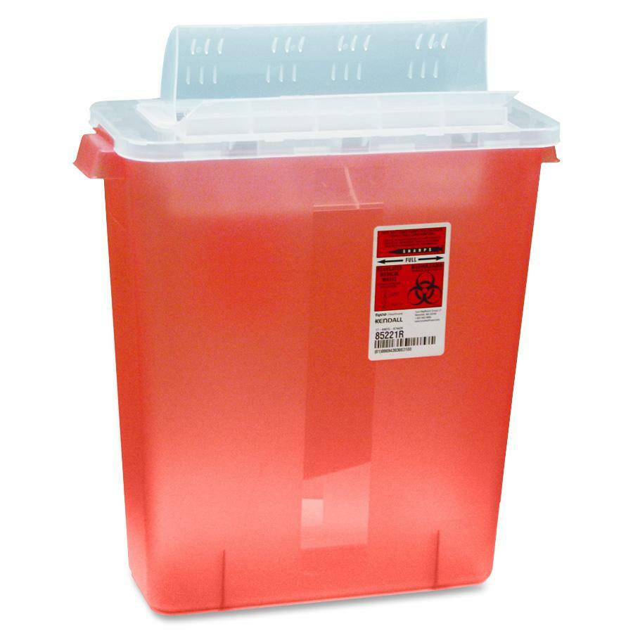 Covidien Transparent Red Sharps Container, 13.8" x 16.3", 3 gal, CVDSTRT10021R