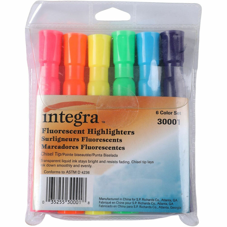 Integra Chisel Desk Liquid Highlighters, Assorted, Fade Resistant, 1 Set, ITA30001