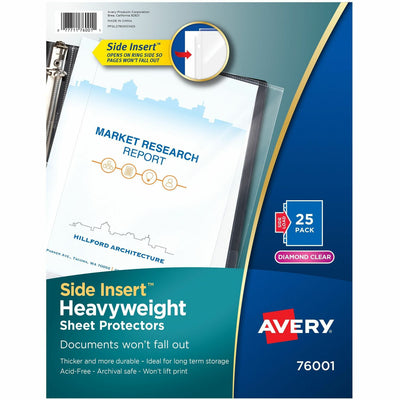 Avery Side Insert Sheet Protectors, Diamond Clear, 8 1/2" Width x 11" Length, 1 Pack — view 1