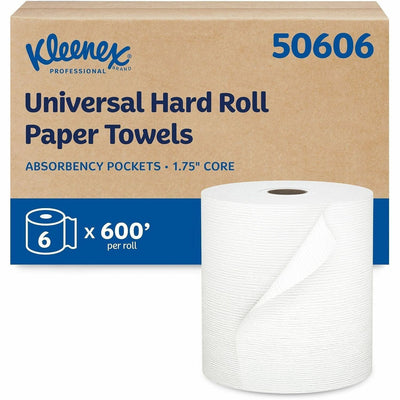 Kimberly-Clark Kleenex Hard Roll Paper Towels with Premium Absorbency Pockets, White, 6 / Carton, KCC50606