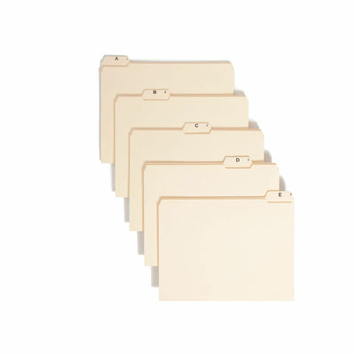 Smead 1/5 Tab Cut Letter Recycled Top Tab File Folder, Manila, 8 1/2" Width x 11" Length, 25 / Set, SMD11777