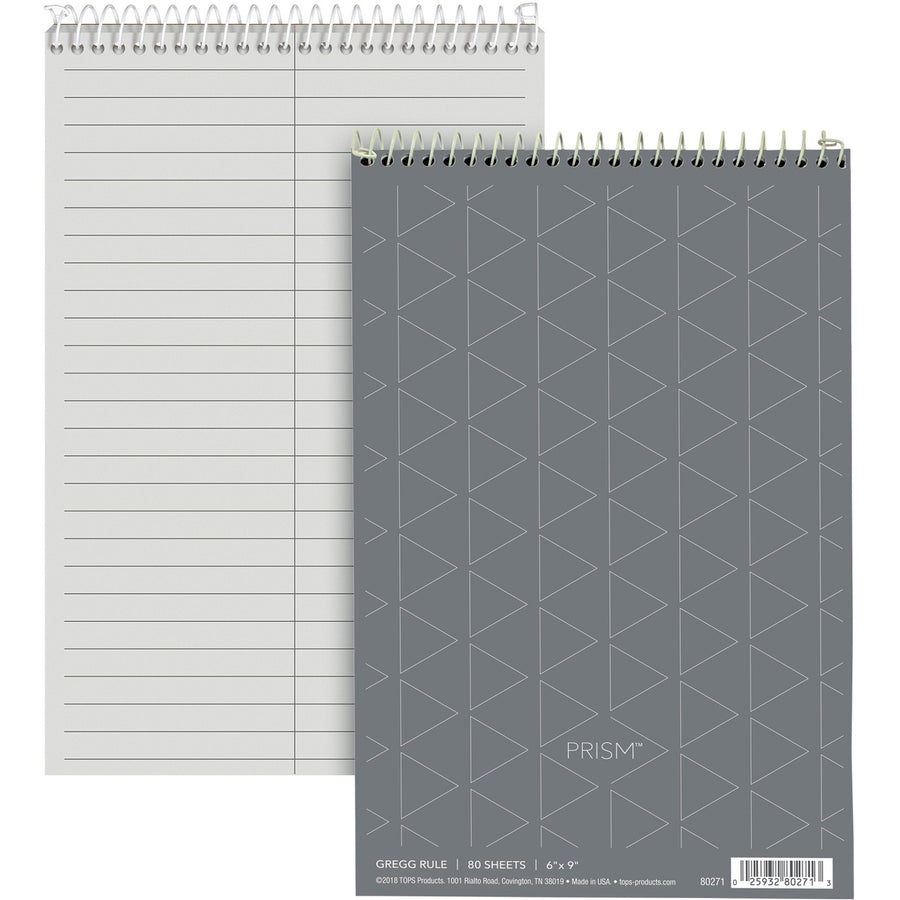 TOPS Prism Steno Books, 6" x 9", Coilock, 80, Perforated, 4 / Pack, TOP80274