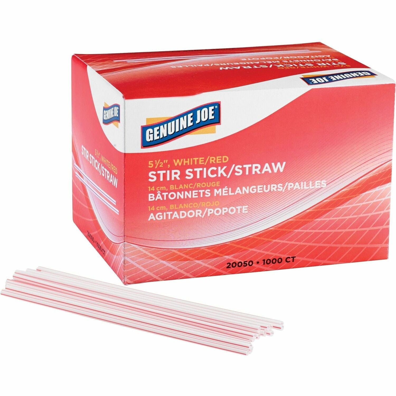 Genuine Joe 5-1/2" Plastic Stir Stick/Straws, 1 Box