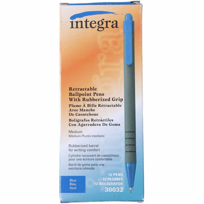 Integra Rubber Barrel Retractable Ballpoint Pens, 1 Dozen, ITA30032