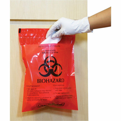 CareTek Resources Stick-On Biohazard Infectious Waste Bags, Red, 100 / Box, CTKCTRB042214