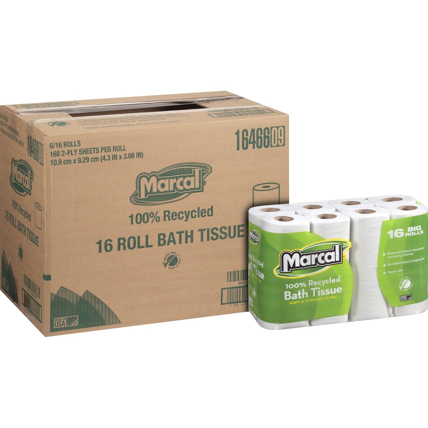 Marcal 100% Recycled Soft/Strong Bath Tissue, 1 Carton