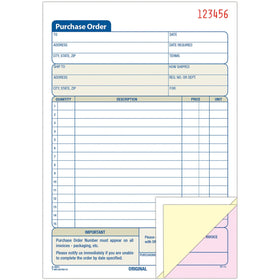 TOPS Adams 3-Part Carbonless Purchase Order Forms, 5.56" Width x 8.43" Length, ABFTC5831