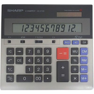 Sharp Calculators QS-2130 12-Digit Commercial Desktop Calculator, Gray, SHRQS2130