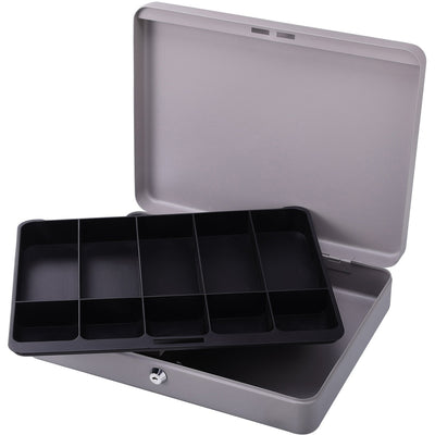 Sparco All-Steel Locking Cash Box with Tray, Gray, /BX 4BX/CT — view 1