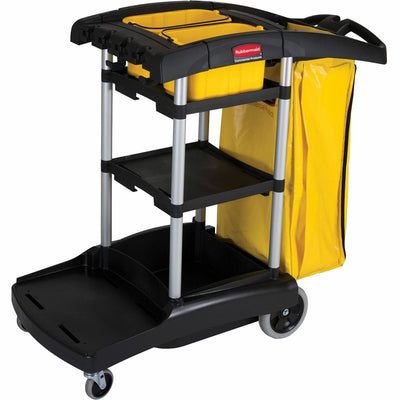 Rubbermaid Commercial High Capacity Cleaning Cart, Black, RCP9T7200BK