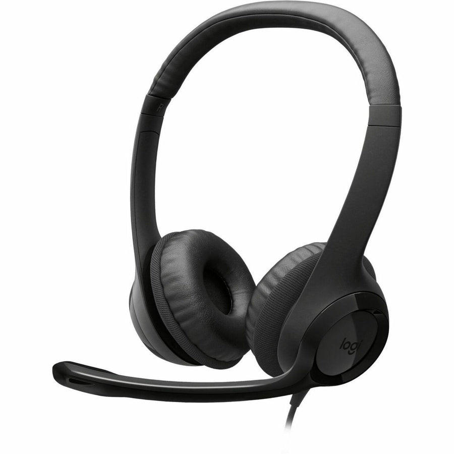 Logitech Padded H390 USB Headset, ClearChat, Silver, Adjustable Headband, LOG981000014