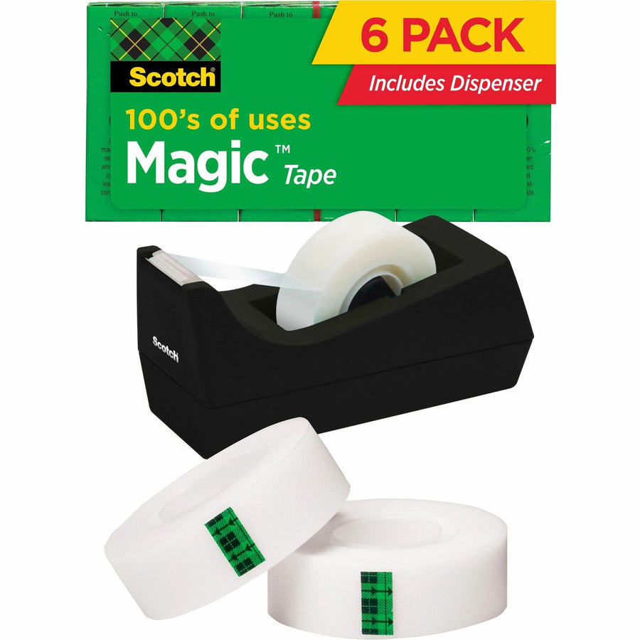 Scotch 3/4"W Magic Tape, Clear, 0.75", 27.78 yd, 1", Repositionable, 1 / Pack, MMM810K6C38