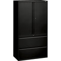 The HON HON 800 Series Wide Lateral File with Storage Cabinet - 2-Drawer, Black, HON885LSP