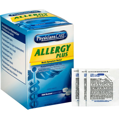 Acme United PhysiciansCare Allergy Plus Medication, 50 / Box, ACM90091
