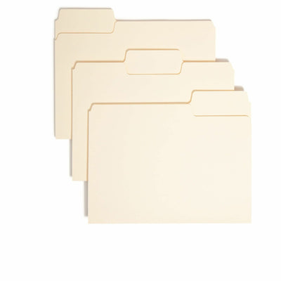 Smead SuperTab 1/3 Tab Cut Letter Recycled Top Tab File Folder, Manila, 8 1/2" Width x 11" Length, 100 / Box, SMD10301