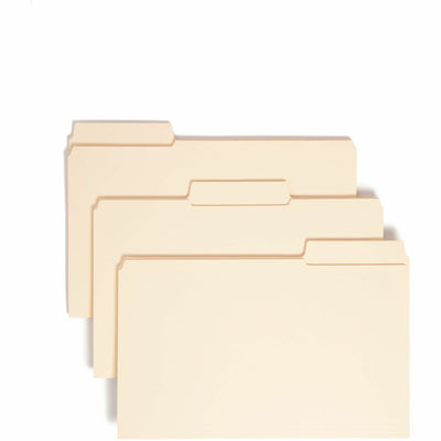 Smead SuperTab 1/3 Tab Cut Legal Recycled Top Tab File Folder, Manila, 8 1/2" Width x 14" Length, 100 / Box, SMD15395