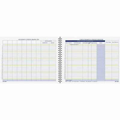 TOPS Adams Check Payment & Deposit Register, 11" Width x 8.50" Length, ABFAFR60