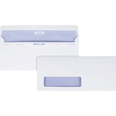 Quality Park No. 10 Single Window Security Tinted with Reveal-N-Seal Self-Seal Closure, White, 500 / Box, QUA67418