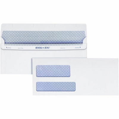 Quality Park No. 9 Double Window Envelopes with Tamper-Evident Seal, White, 500 / Box, QUA67529