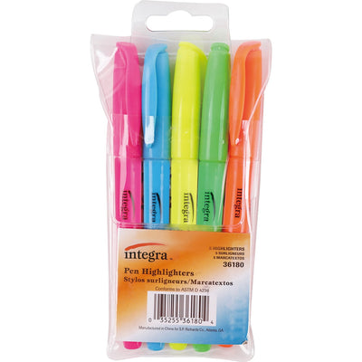 Integra Style Fluorescent Highlighters, 5 / Set, ITA36180