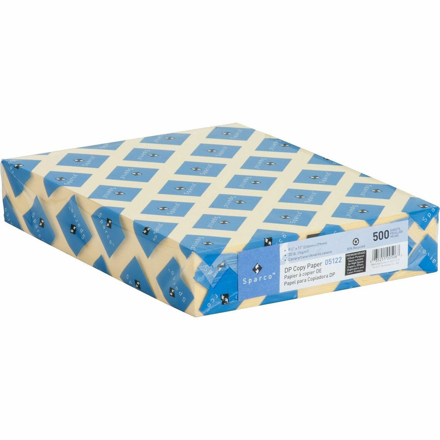 Sparco Premium Grade Pastel Color Copy Paper, 8.5" x 11", Canary, 20 lb, Long Lasting, 10 / Carton, SPR05122CT