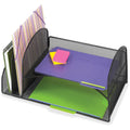 Safco Onyx 2 Upright/2 Tray Mesh Desk Organizer, Black, SAF3264BL
