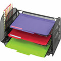 Safco Onyx 1 Upright/3 Tray Mesh Desk Organizer, Black, SAF3265BL