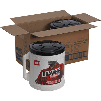 Georgia Pacific . Brawny Professional D400 Disposable Cleaning Towels With Bucket, Orange, 2 / Carton, GPC20040