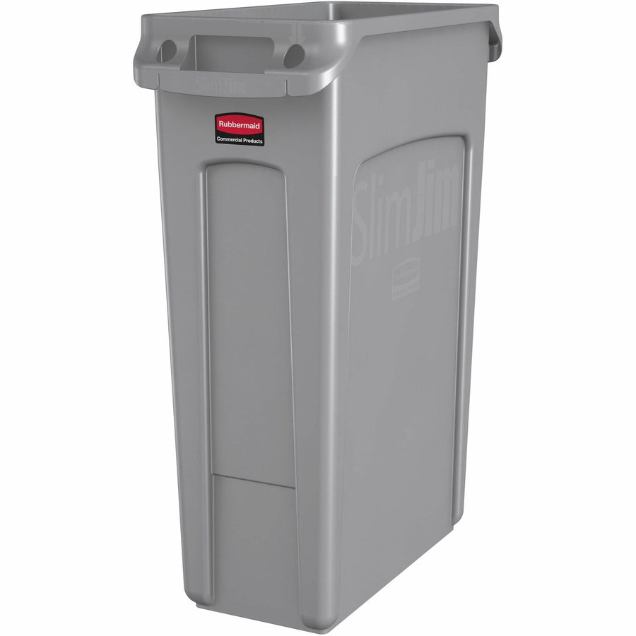 Rubbermaid Commercial Slim Jim 23-Gallon Vented Waste Container, 11" x 30", Gray, Handle, RCP354060GY