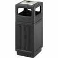 Safco Recessed Panels Waste Receptacle, Black, 15 gal, SAF9474BL