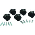 Master Caster Deluxe Duet Hooded Carpet Casters, Matte Black, 5 / Set, MAS23622