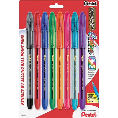 Pentel R.S.V.P. Multi Pack Stick Ballpoint Pens, 1 Pack, PENBK91CRBP8M