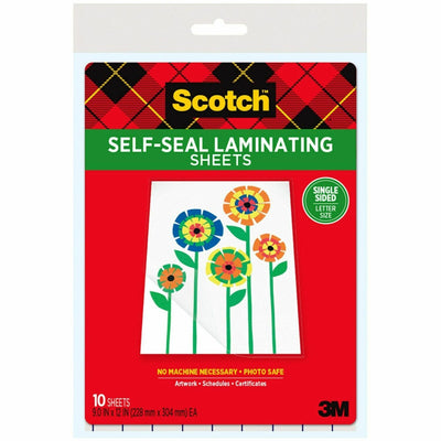 3M Scotch Self-Seal Laminating Pouches, Clear, 10 / Pack, MMMLS854SS10