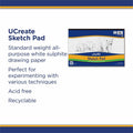 Dixon Ticonderoga UCreate Medium Weight Sketch Pads, 18" x 12", 1 Pad, PAC4747