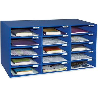 Dixon Ticonderoga Classroom Keepers 15-Slot Mailbox, Blue, PAC001308
