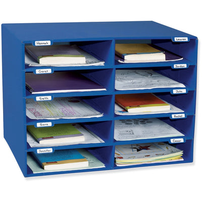 Dixon Ticonderoga Classroom Keepers 10-Slot Mailbox, Blue, PAC001309