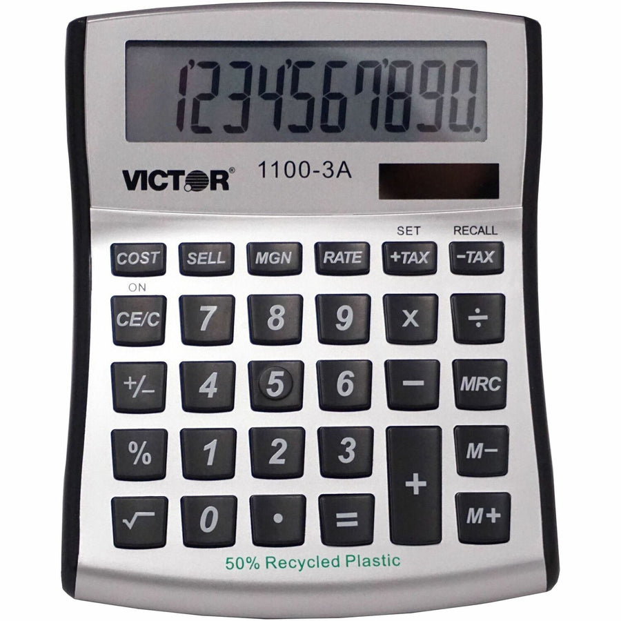 Victor 11003A Mini Desktop Calculator, 4.5" x 1.1", Silver, Plastic, VCT11003A