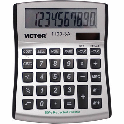 Victor 11003A Mini Desktop Calculator, Silver, VCT11003A