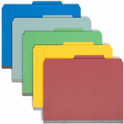 Smead SafeSHIELD 2/5 Tab Cut Letter Recycled Classification Folder, Yellow, 8 1/2" Width x 11" Length, 10 / Box, SMD14025