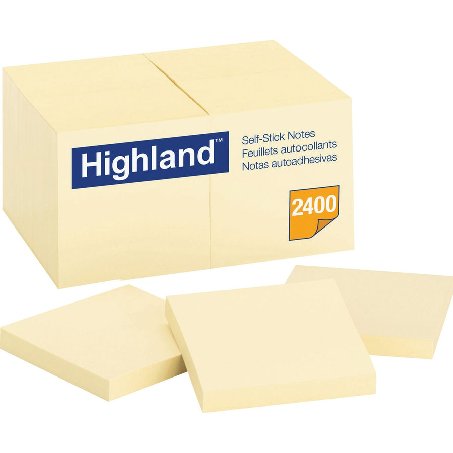 Highland Self-Sticking Notepads, Yellow, Paper, Removable, 1 / Pack, MMM654924PK