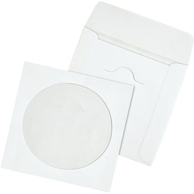 Quality Park Tech-No-Tear CD/DVD Sleeves, White, 100 / Box, QUA77203