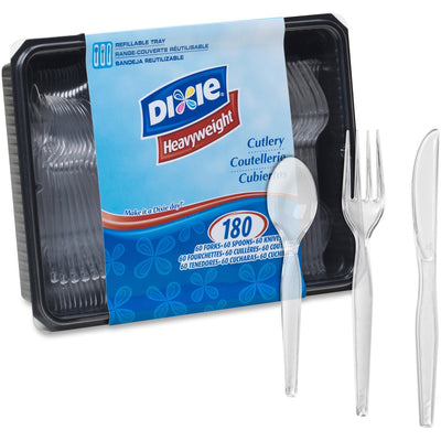 Georgia Pacific . Dixie Heavyweight Disposable Forks, Knives & Teaspoons Keeper Pack Grab-N-Go by GP Pro, Crystal, 180 / Box, DXECH0180DX7