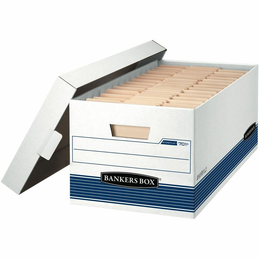 Bankers Box STOR/FILE 701 Medium-duty Storage Box, 12.9" x 10.3", Blue, Reinforced Handle, 4 / Carton, FEL0070104