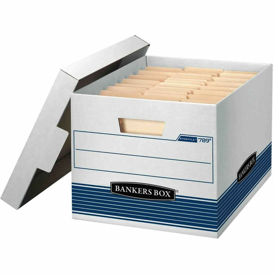Bankers Box STOR/FILE 789 Medium-duty Storage Box, 12.8" x 10.4", Blue, 4 / Carton, FEL0078907