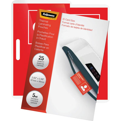 Fellowes Premium ID Size Laminating Pouches, Clear, 25 / Pack, FEL52007