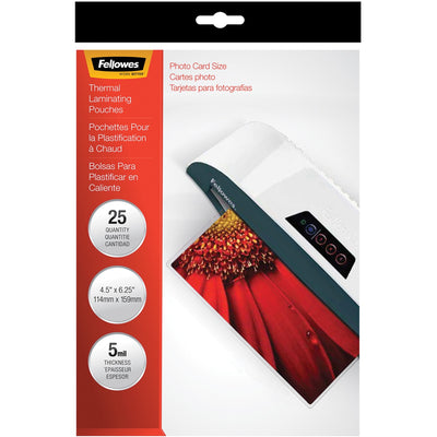 Fellowes Photo Card Glossy Thermal Laminating Pouches, Clear, 1 Pack, FEL52010