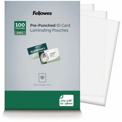 Fellowes Punched ID Card Glossy Thermal Laminating Pouches, Clear, 1 Pack, FEL52016