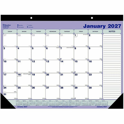 Dominion Blueline Blueline Monthly Desk Pad Calendar, 21-1/4" x 16", English, White, 20EA/CT 48CT/PL — view 1
