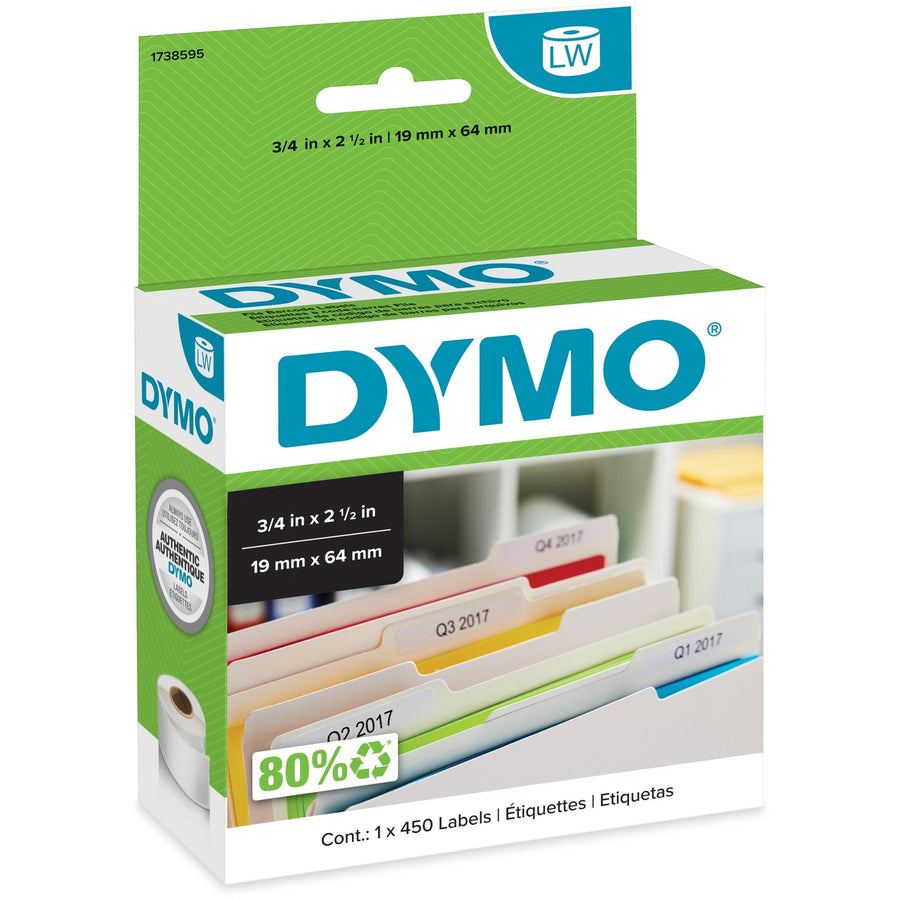 Dymo File Document Management Labels, White, 1 Roll, DYM1738595
