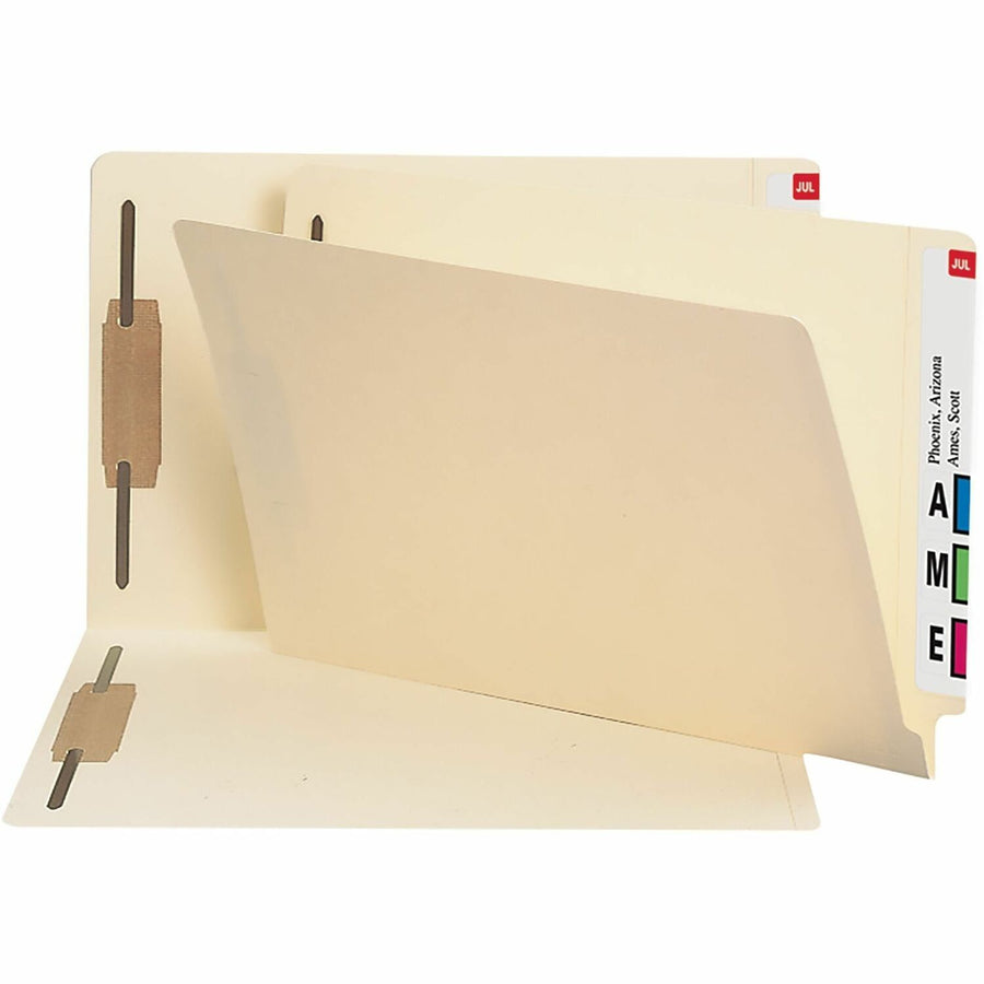 Smead End Tab Fastener Folders with Divider and Shelf-Master Reinforced Tab, 15.25" x 9.5", Manila, Straight, 50 / Box, SMD37215